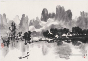 Xu Beihong Ju Peon Painting - Xu Beihong river scenes old China ink